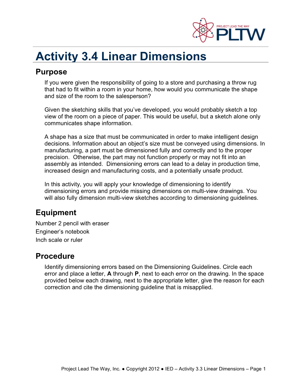 Activity 3.3 Linear Dimensions