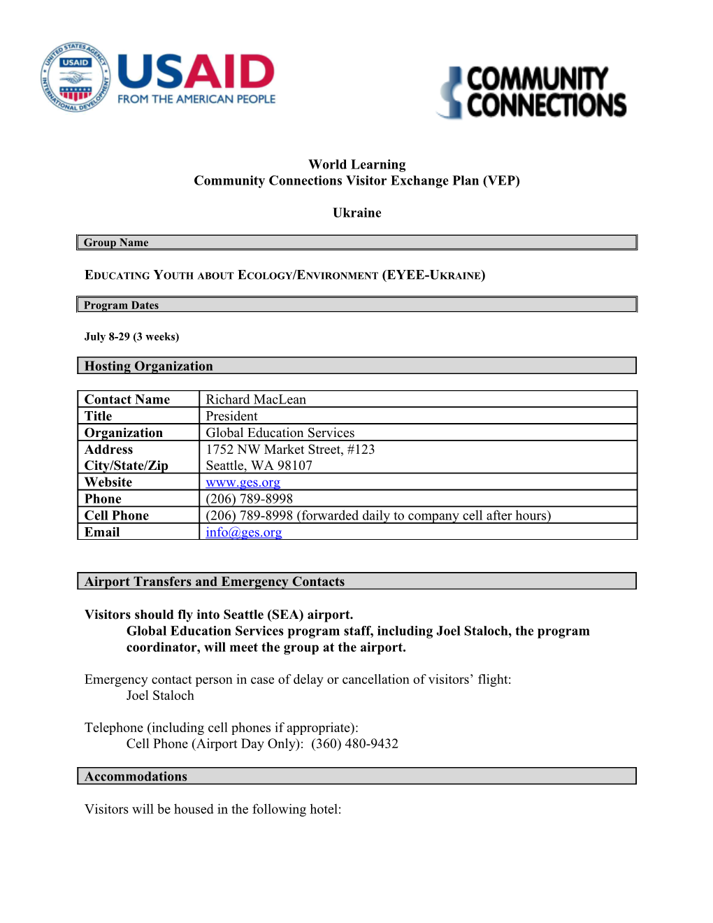 Program Schedule Template