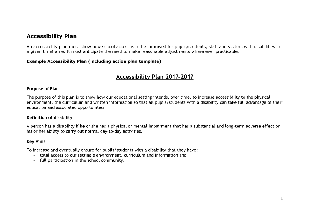 Example Accessibility Plan (Including Action Plan Template)