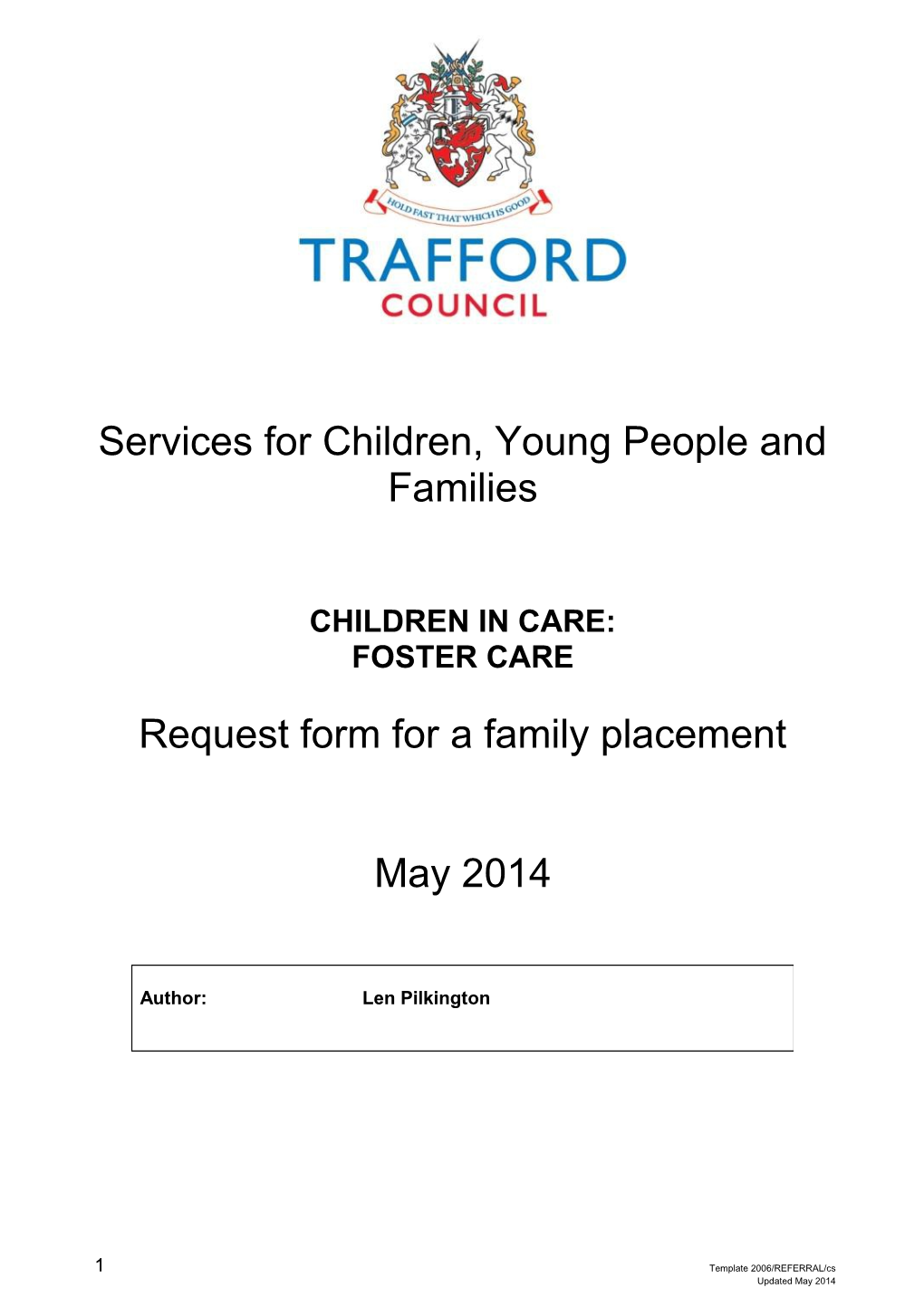 Request Form for Family Placement