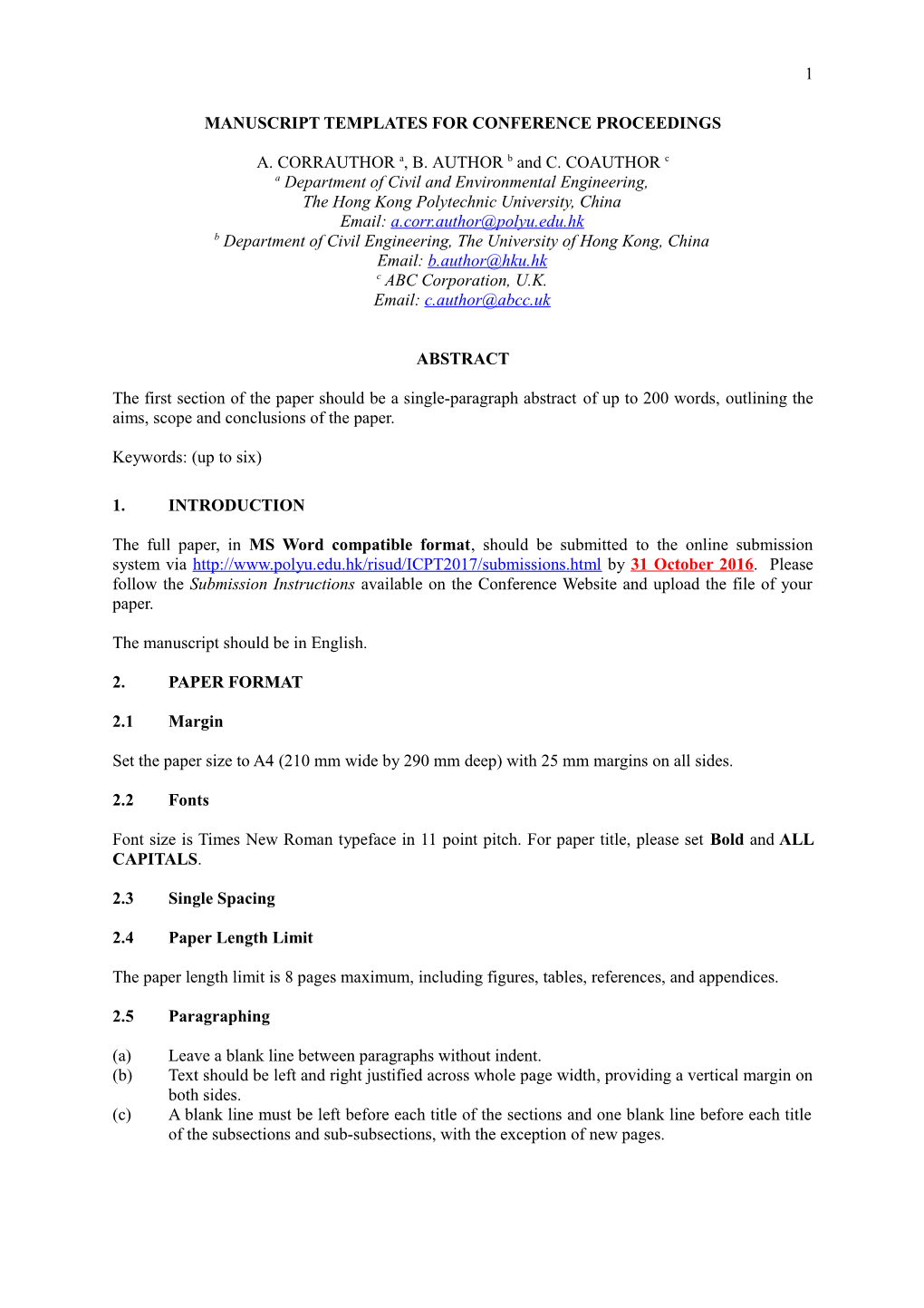 Manuscript Templates for Conference Proceedings