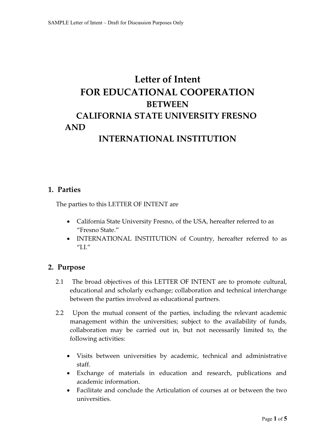 Memorandum of Academic Cooperation