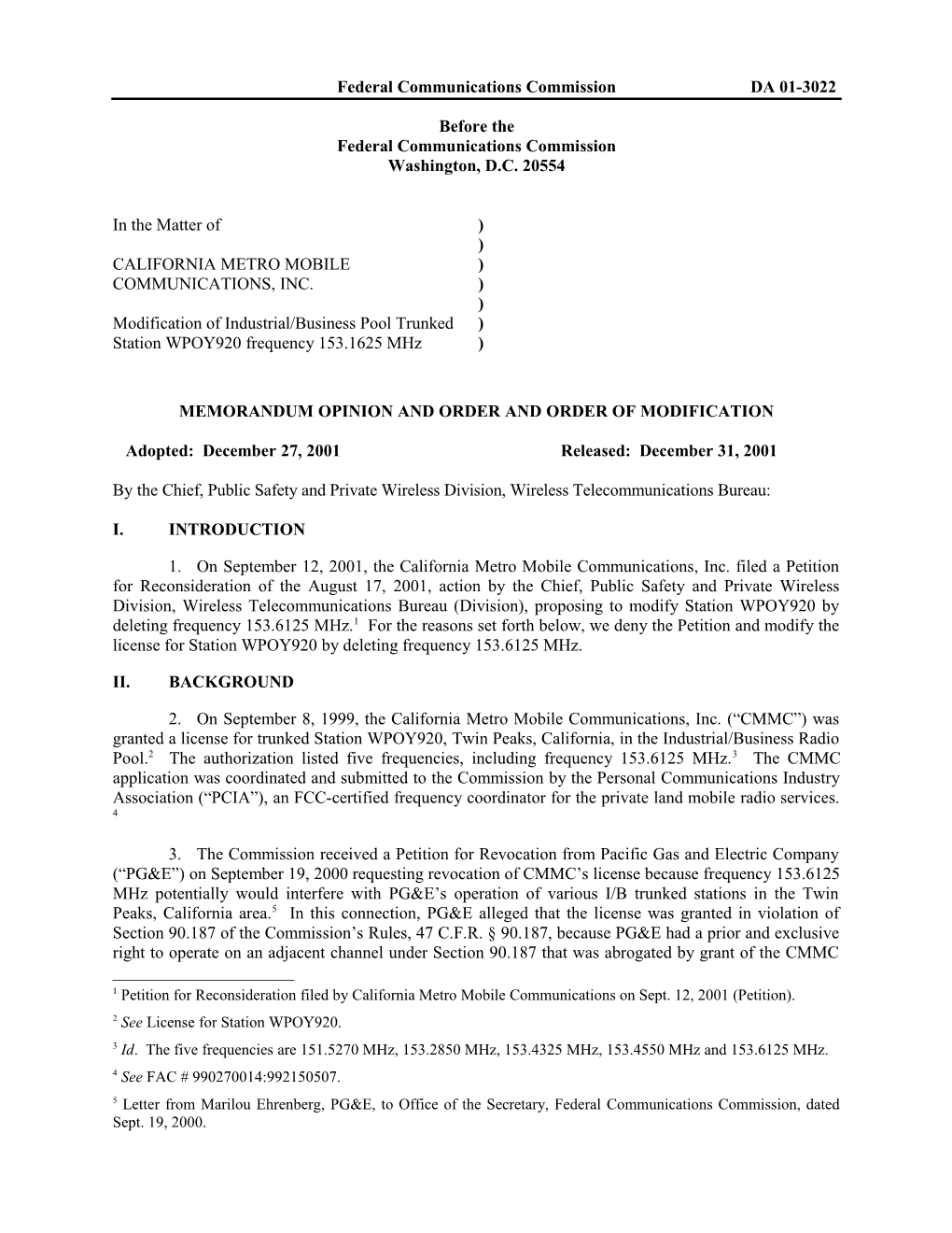 Memorandum Opinion and Order and Order of Modification