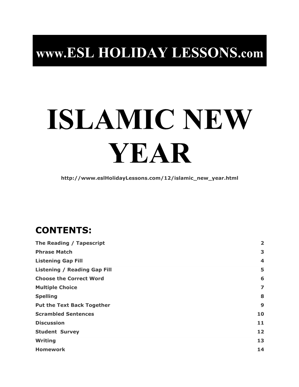 Holiday Lessons - Islamic New Year