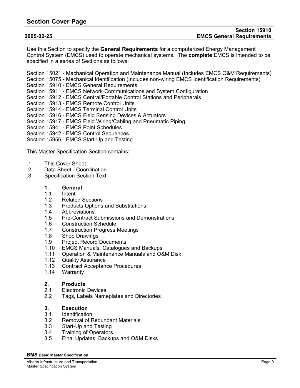 Section 15910 - EMCS General Requirements