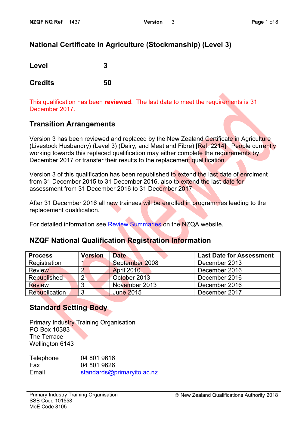 1437 National Certificate in Agriculture (Stockmanship) (Level 3)