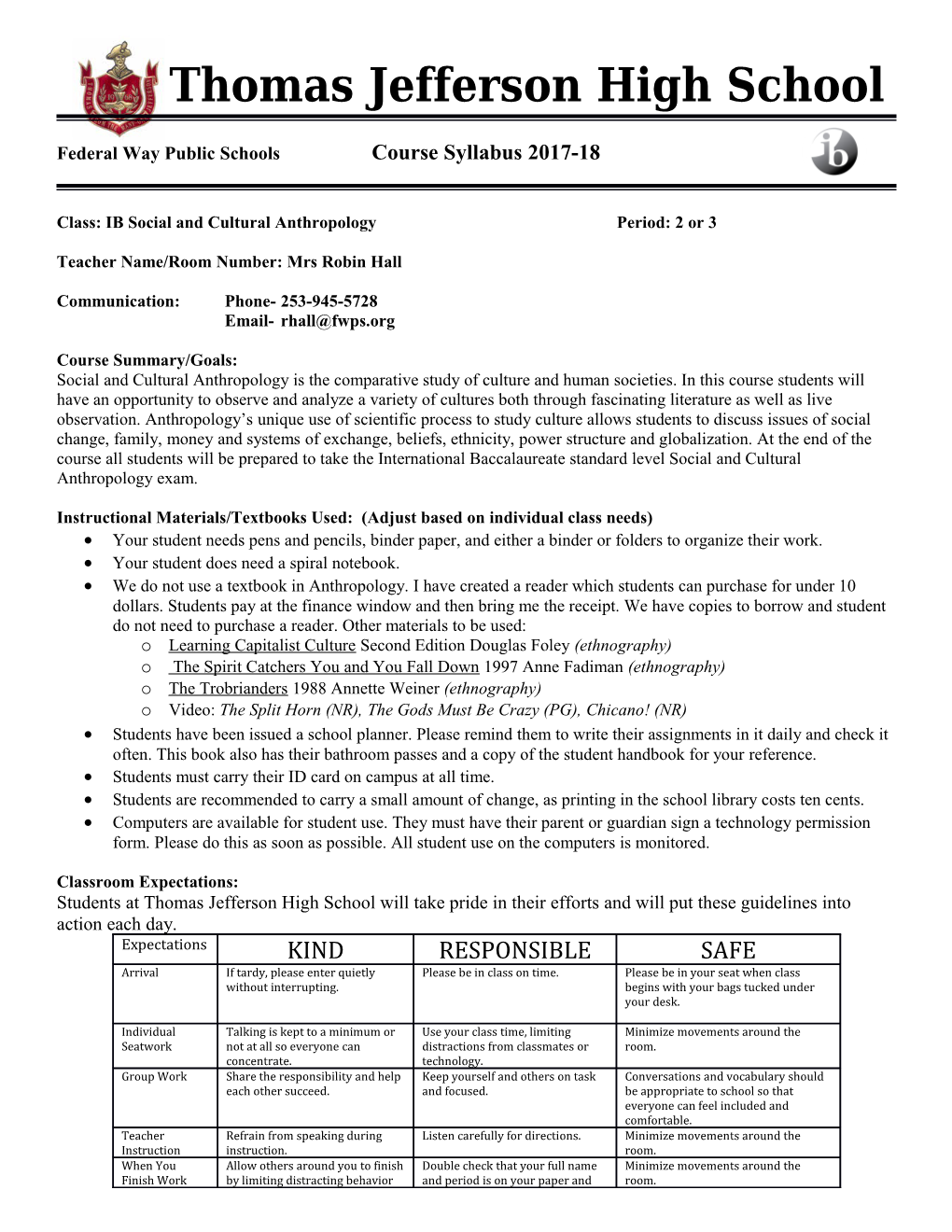 Federal Way Public Schools Course Syllabus2017-18