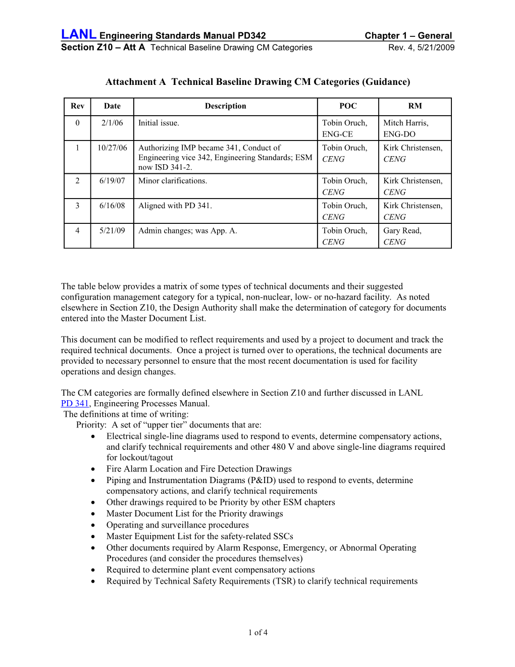 Typical Technical Baseline Drawings