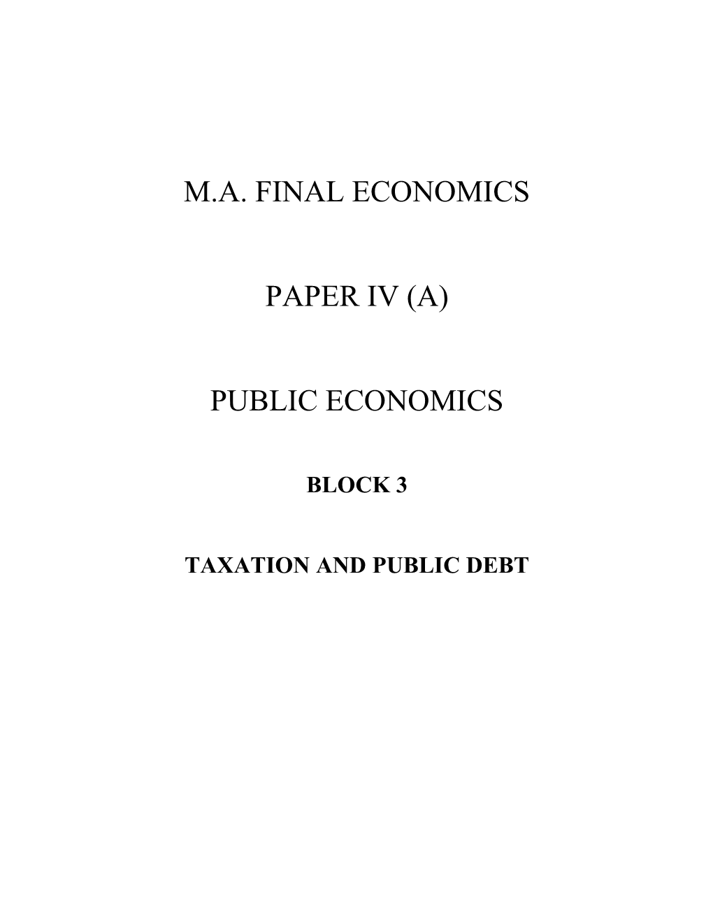 Taxation and Public Debt