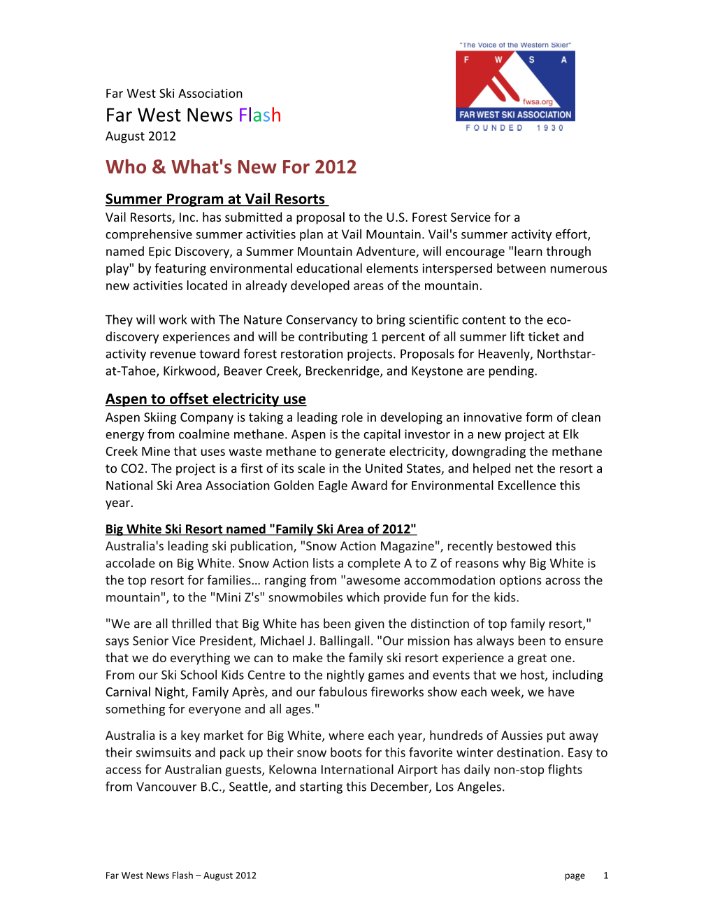 Who & What's New for 2012