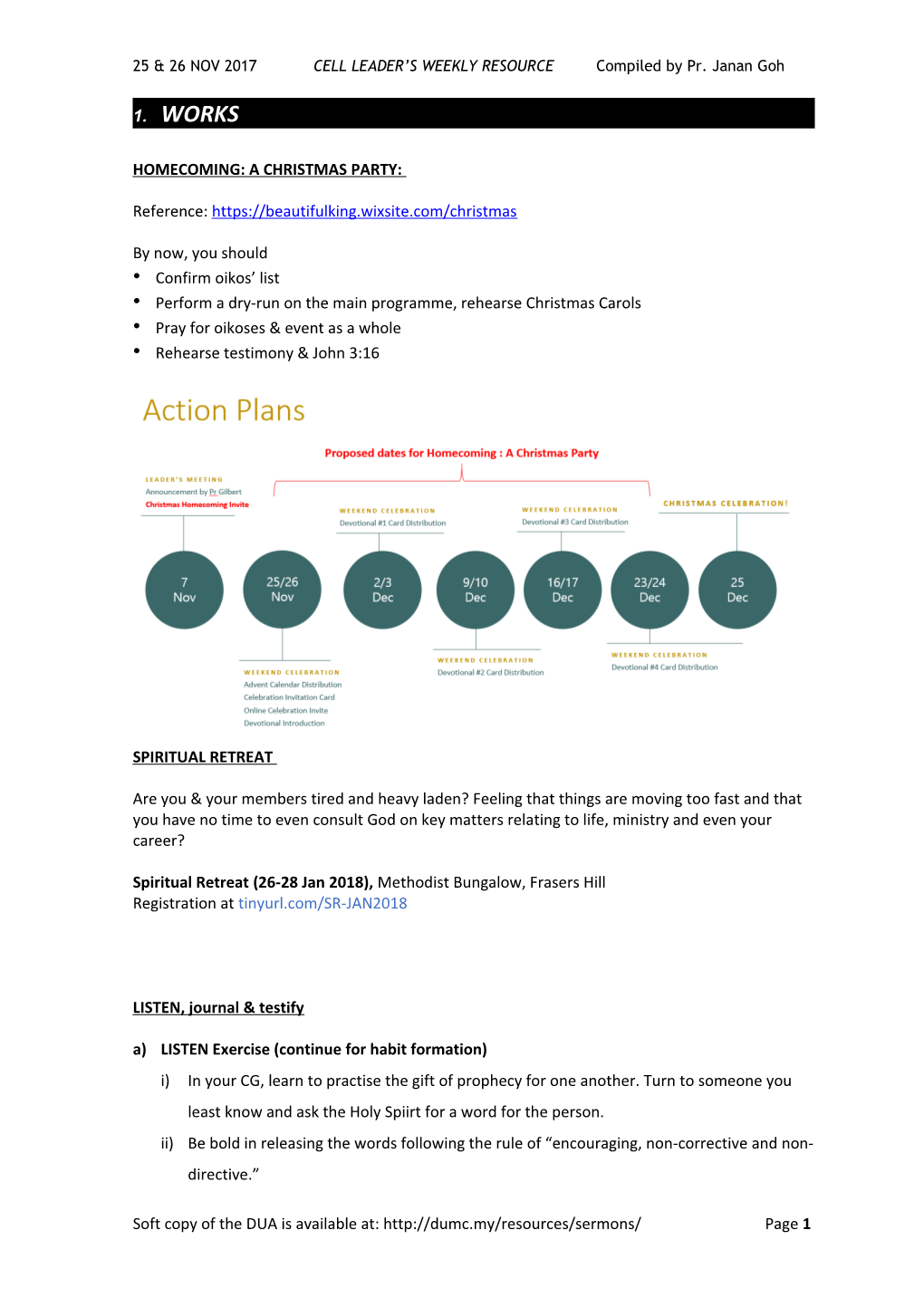 25 & 26 NOV 2017 CELL LEADER S WEEKLY RESOURCE Compiled by Pr. Janan Goh