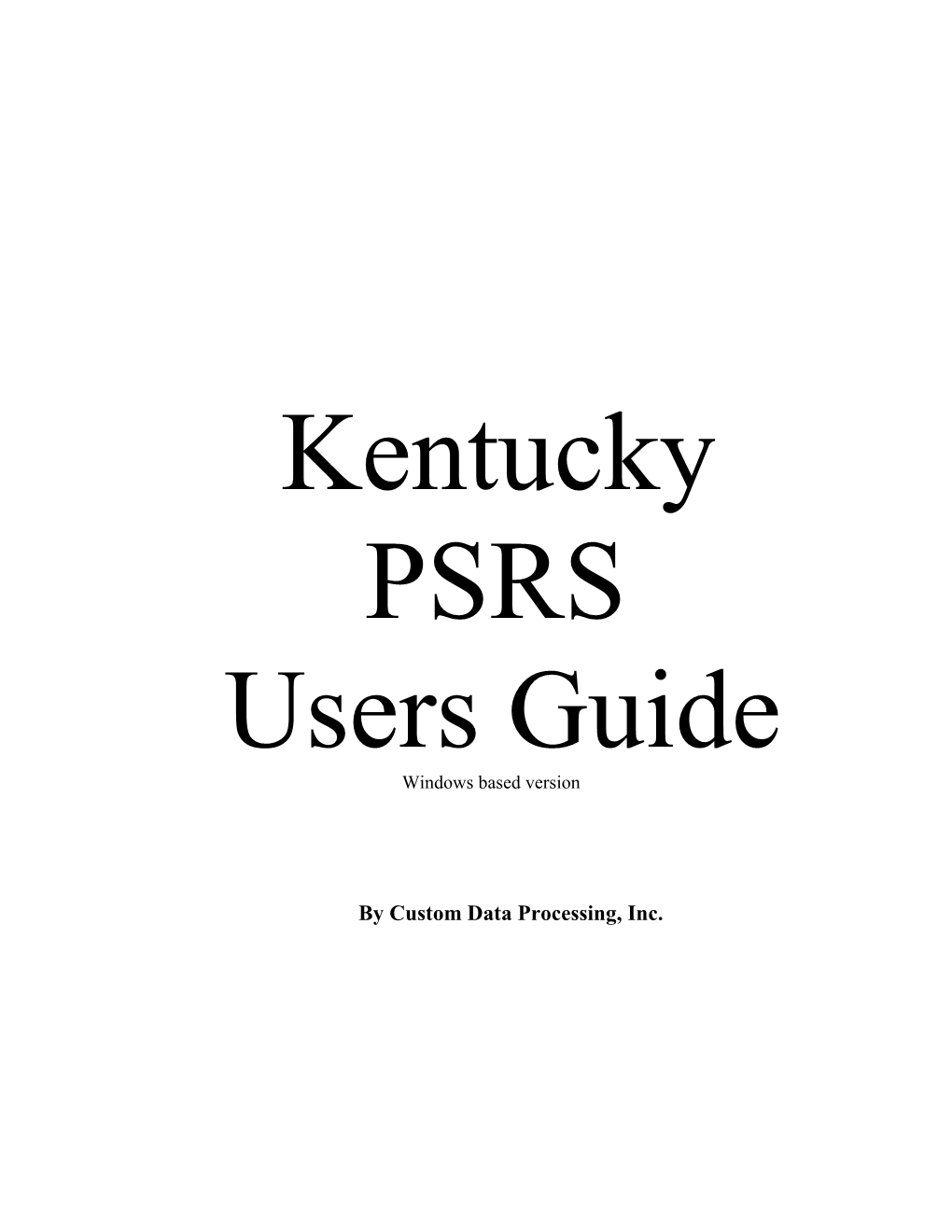 Documentation on Custom Data Processing S Kentucky Environmental Gui System