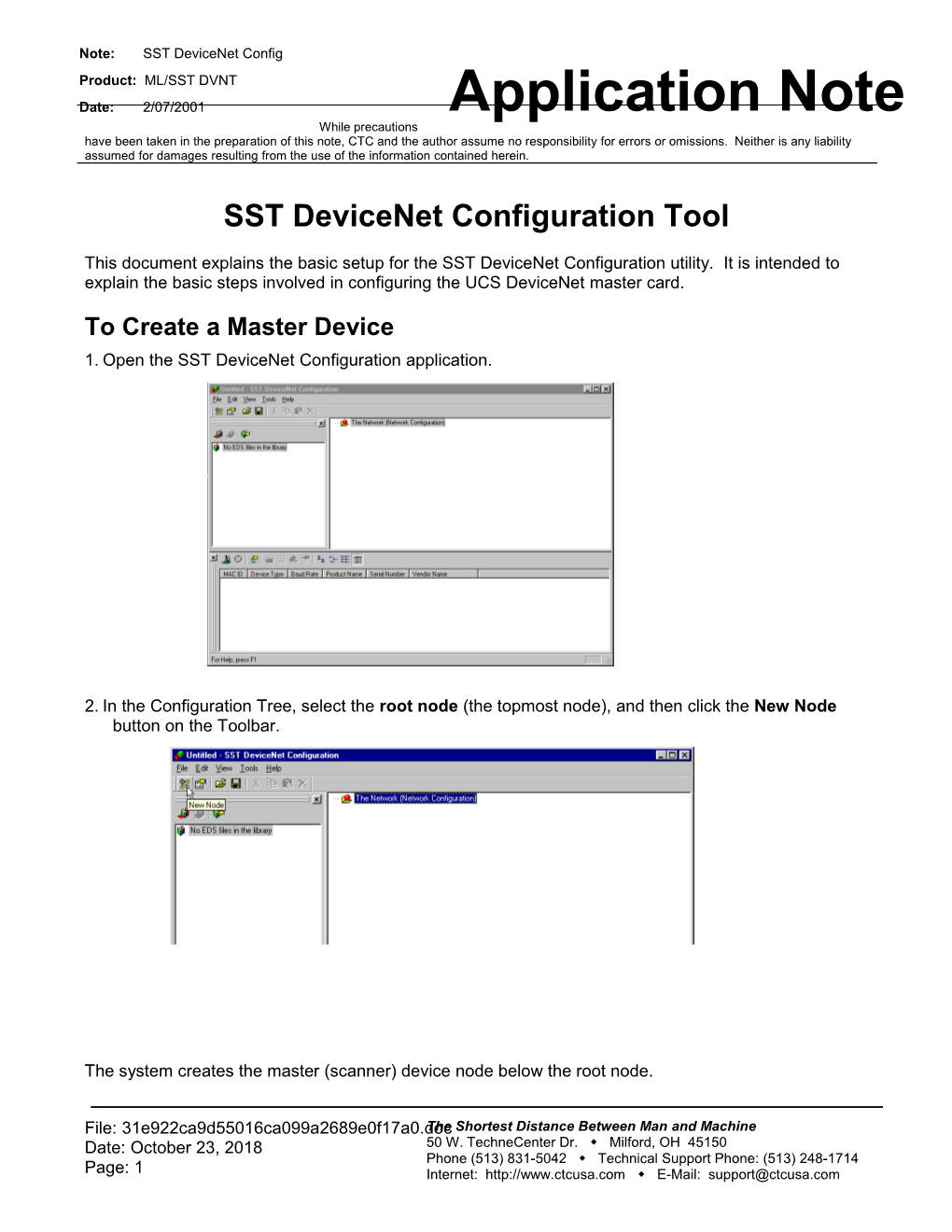 Note: SST Devicenet Config
