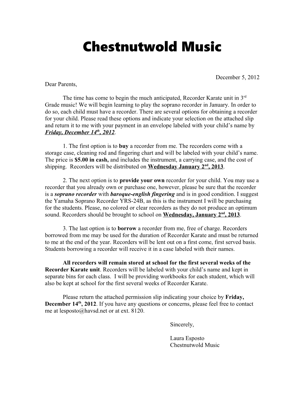 Chestnutwold Music