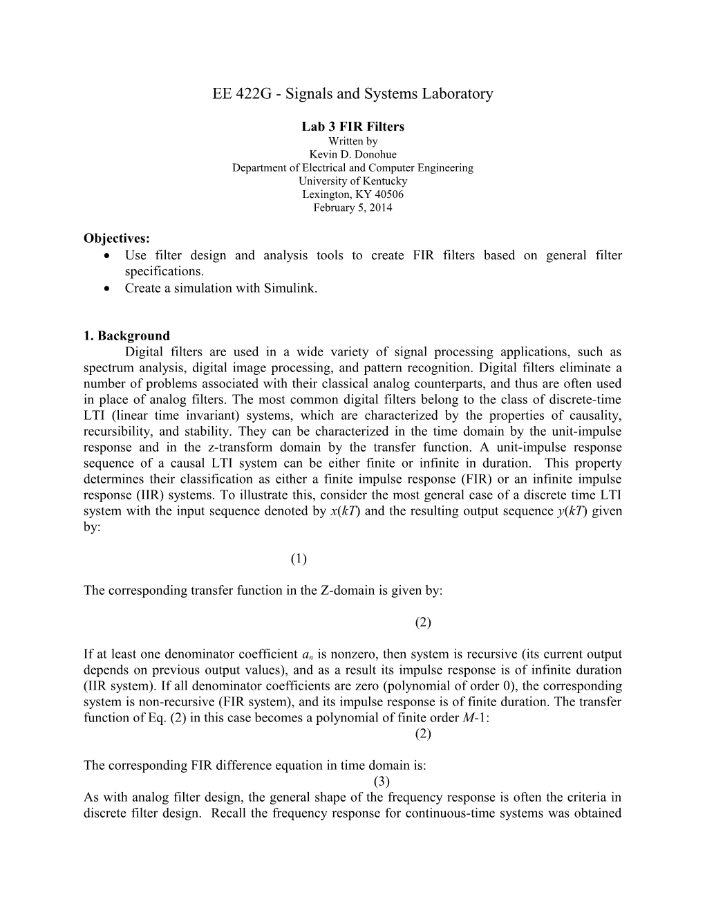 EE 422G Laboratory Exercise