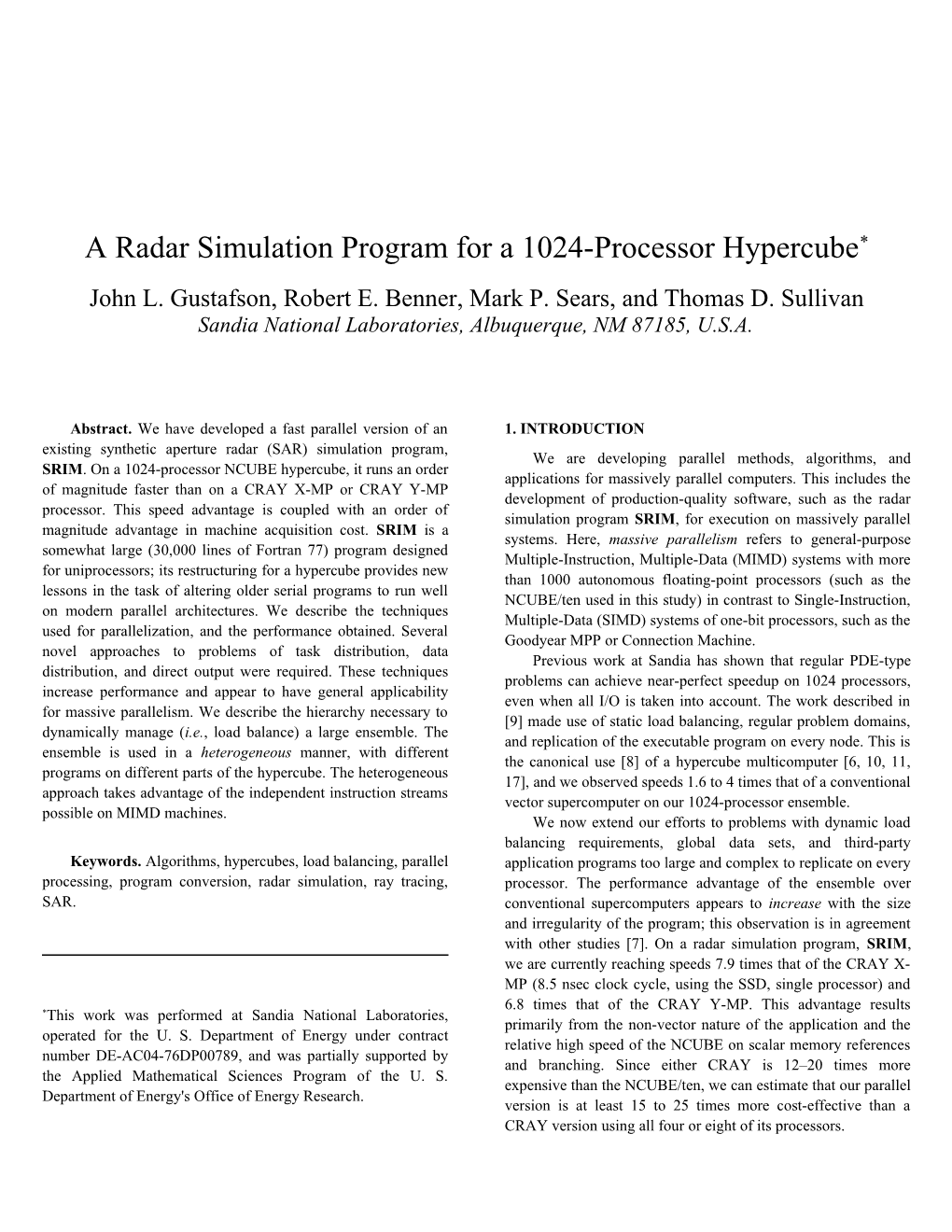 A Radar Simulation Program