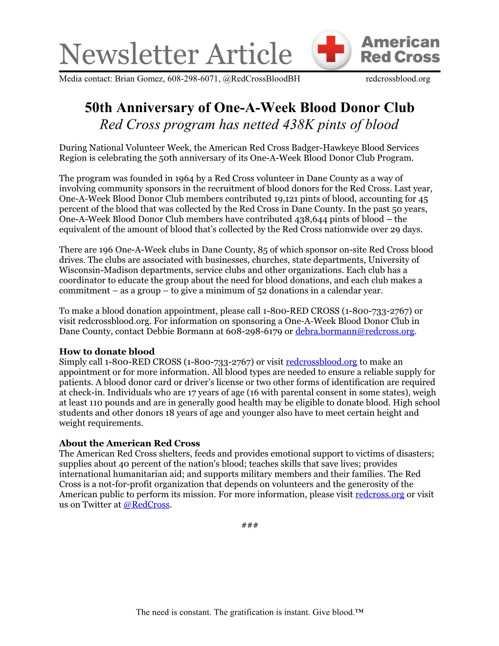 50Th Anniversary of One-A-Week Blood Donor Club