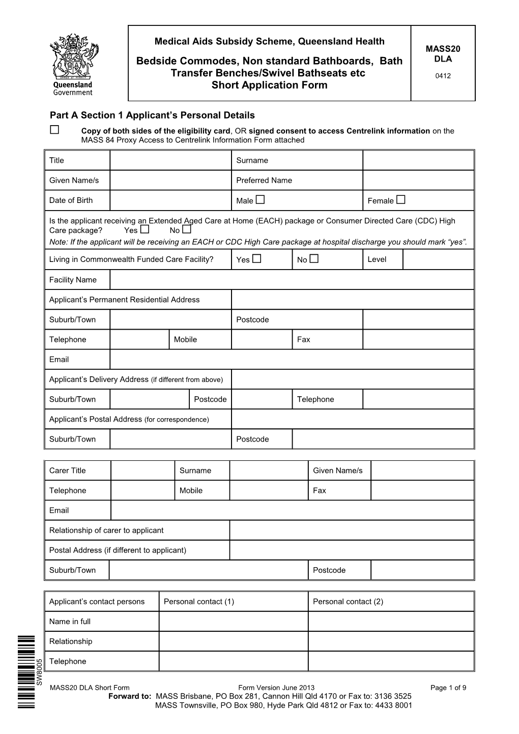 Application Form - Commodes, Bathboards and Bath Seats Medical Aids Subsidy Scheme