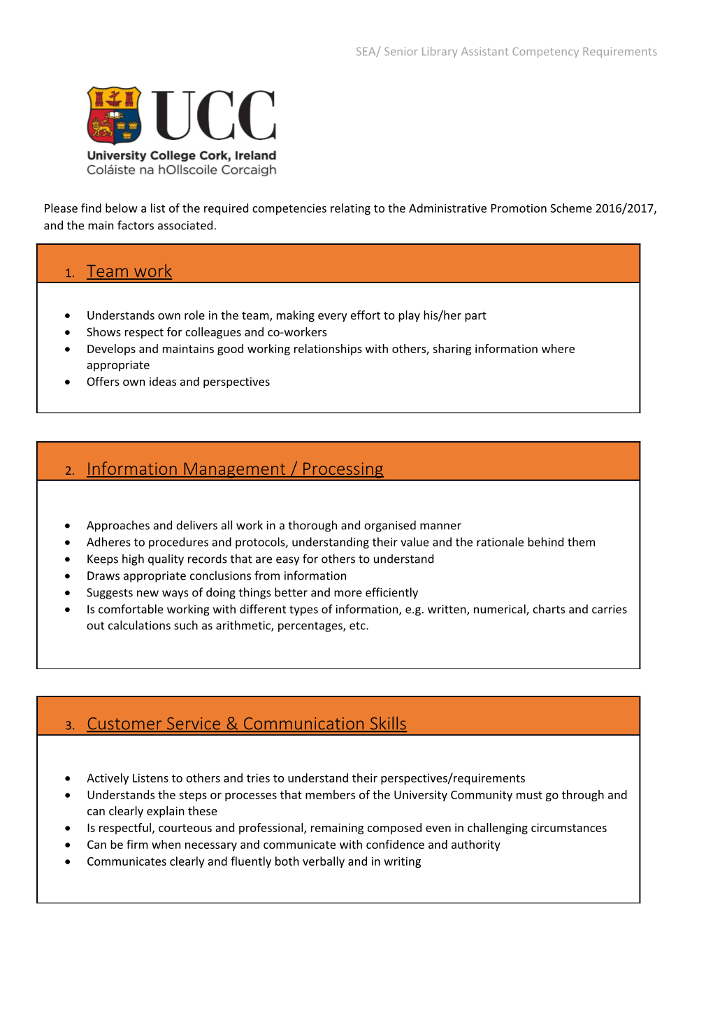 SEA/ Senior Library Assistant Competency Requirements