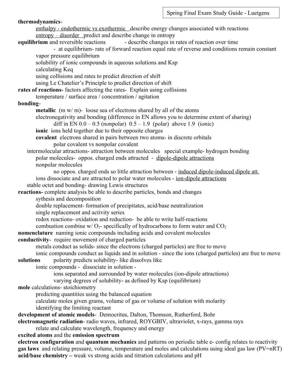 Comprehesive Exam Study Guide- Labs 1 - 4