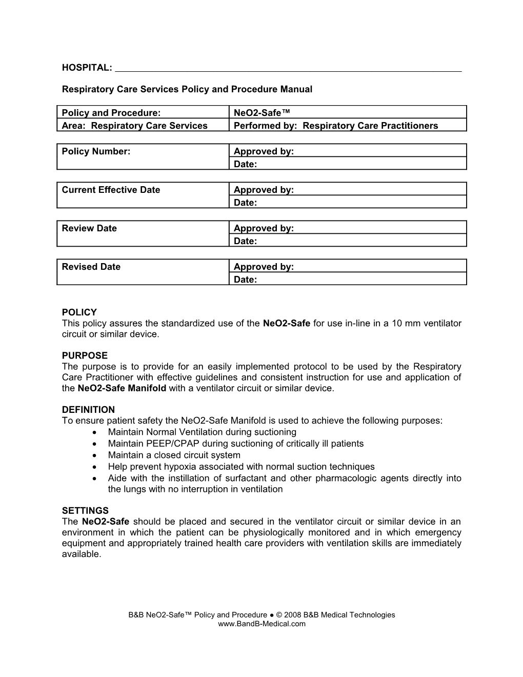 Respiratory Care Services Policy and Procedure Manual