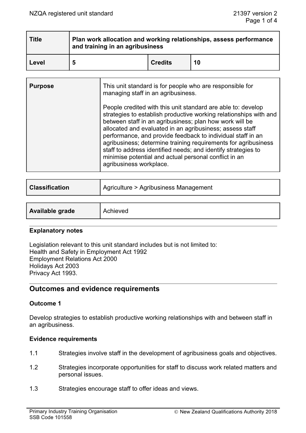 21397 Plan Work Allocation and Working Relationships, Assess Performance and Training In