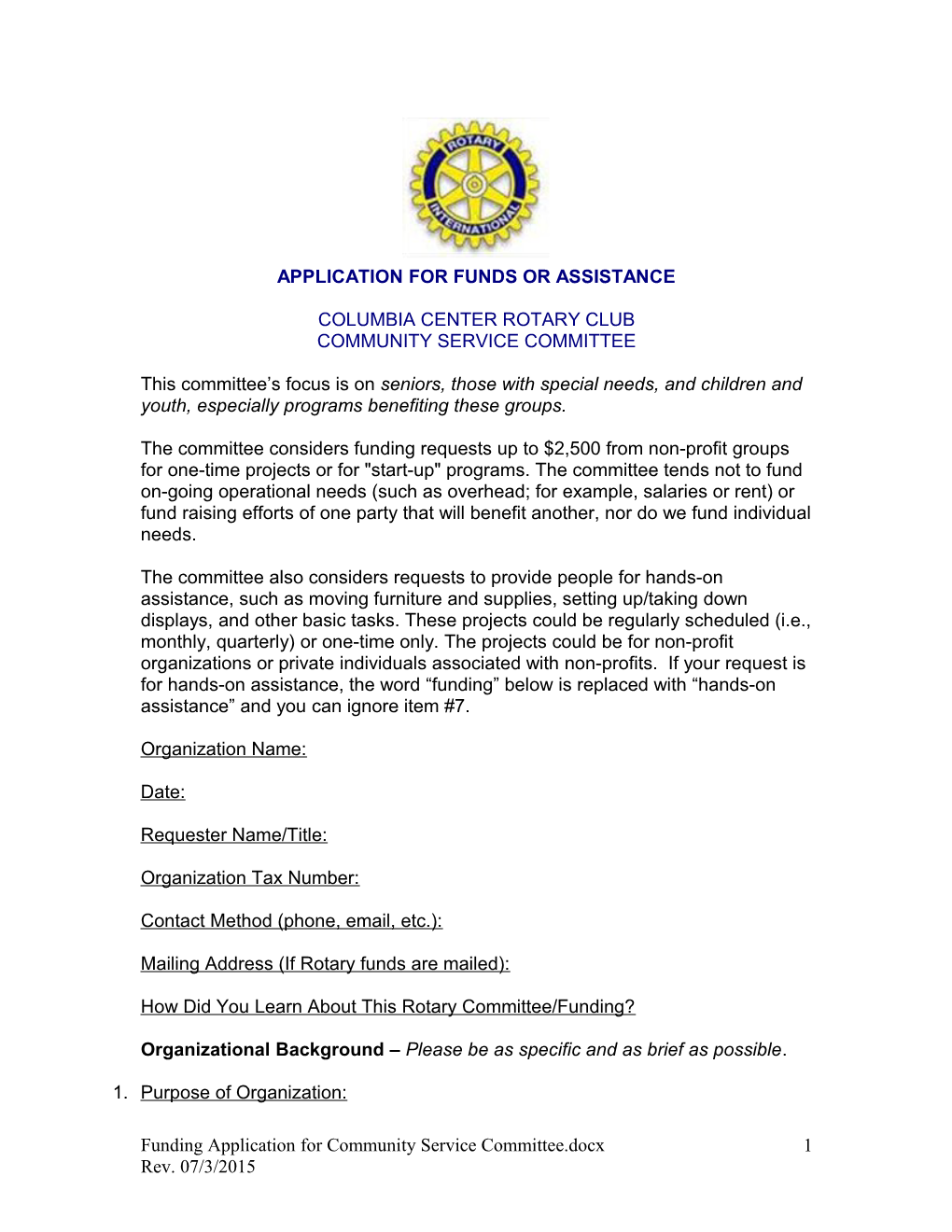 Columbia Center Rotary Club