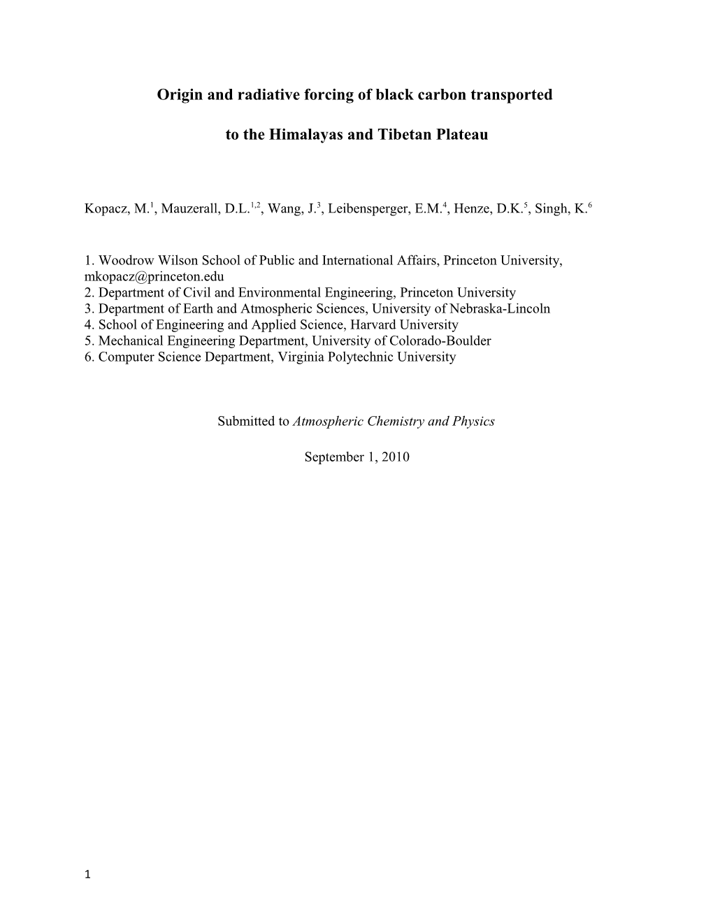 Origin and Radiative Forcing of Black Carbon Transported