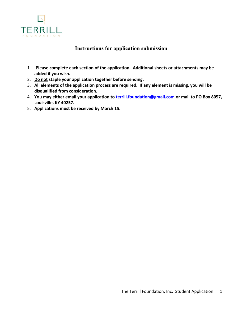 Instructions for Application Submission
