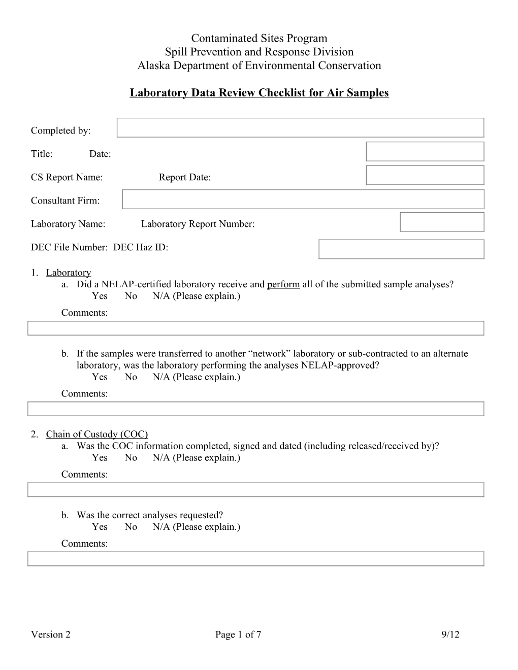 Laboratory Data Review Checklist