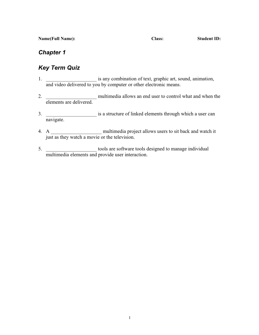 Key Term Quiz