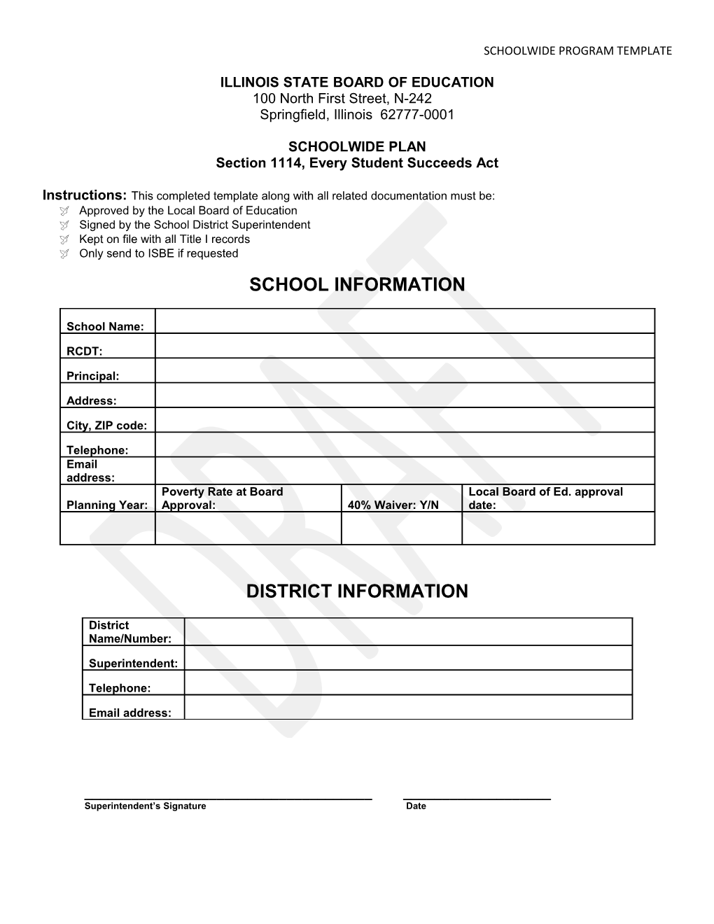 SCHOOLWIDE PLAN Template