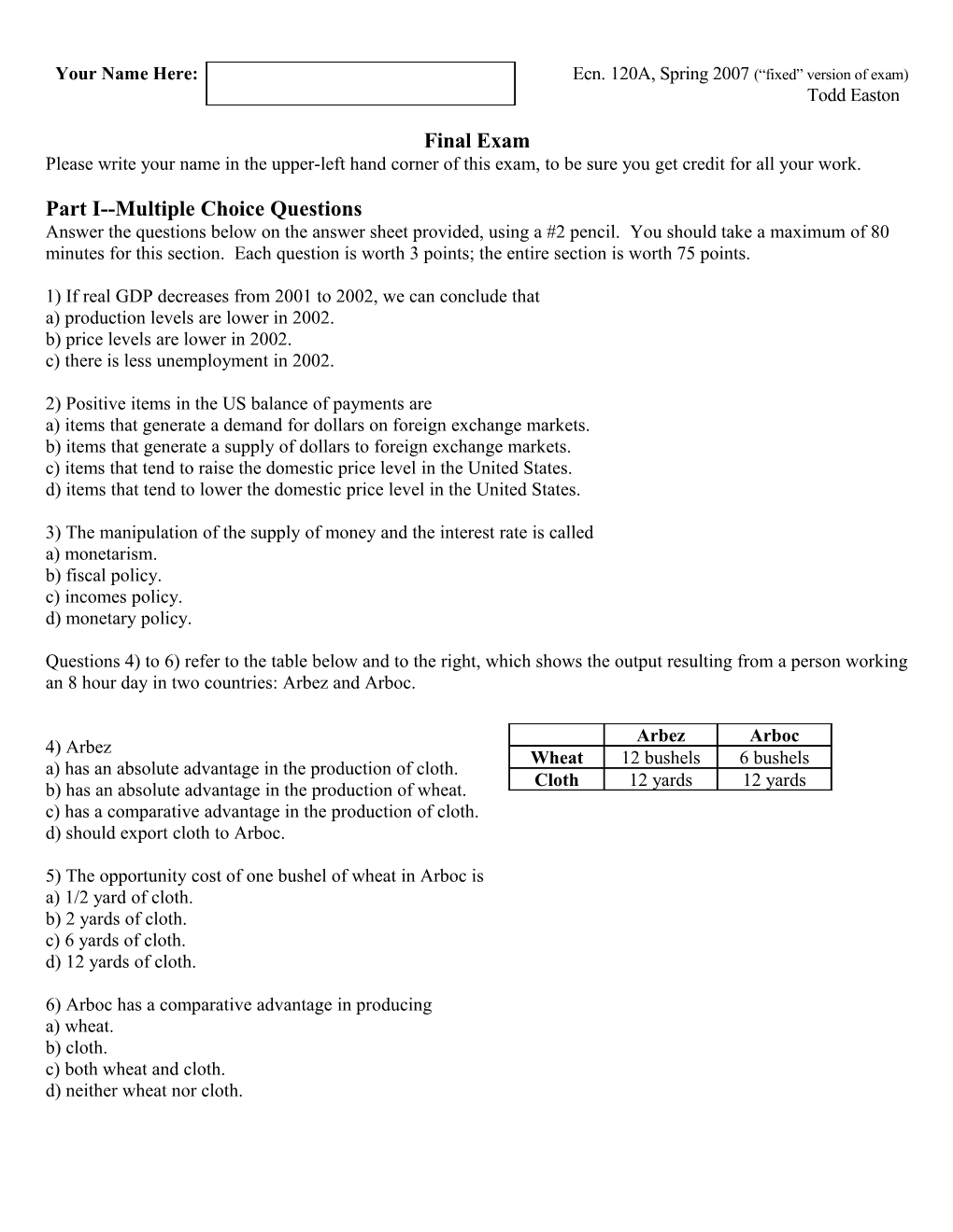 Part Imultiple Choice Questions