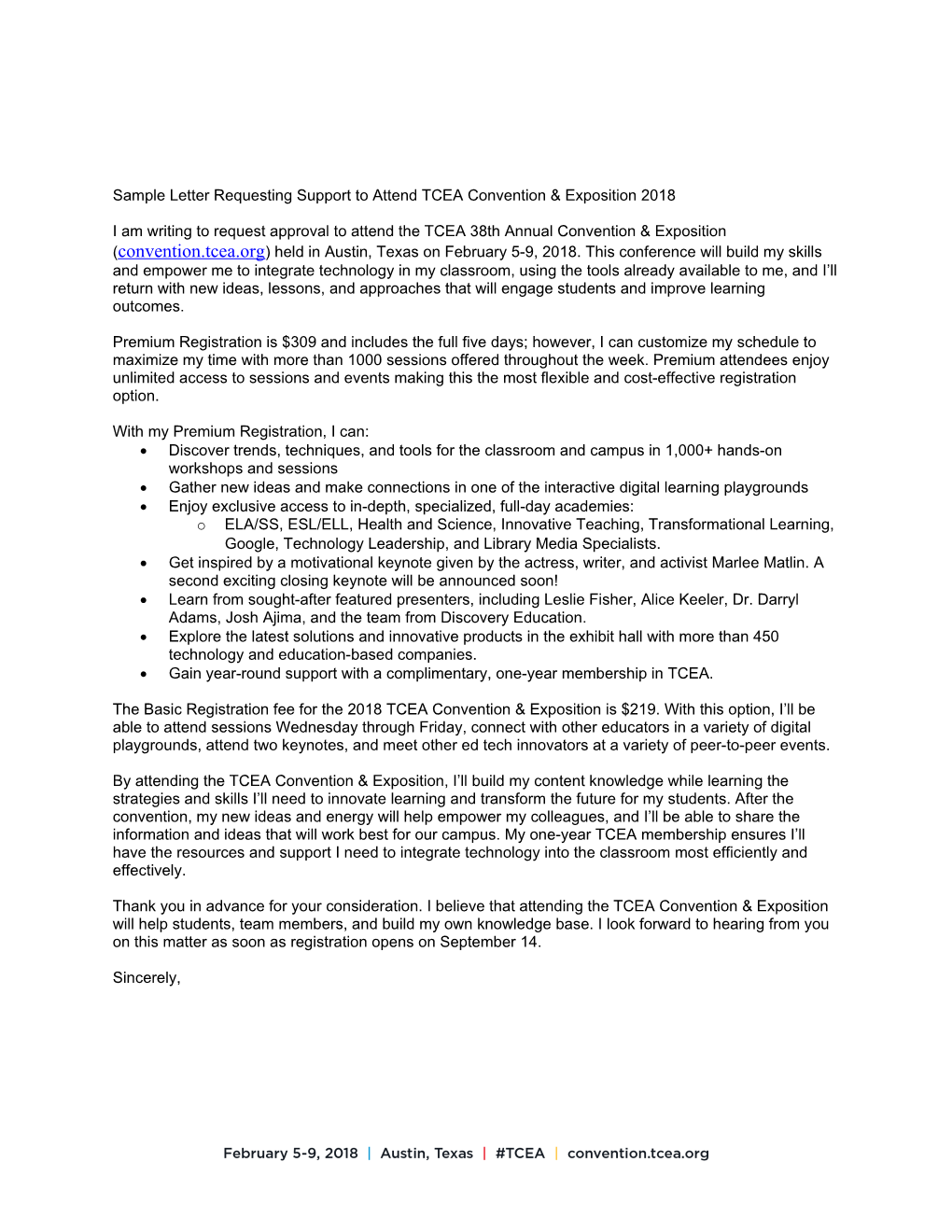 Sample Memo: Requesting Employer Support