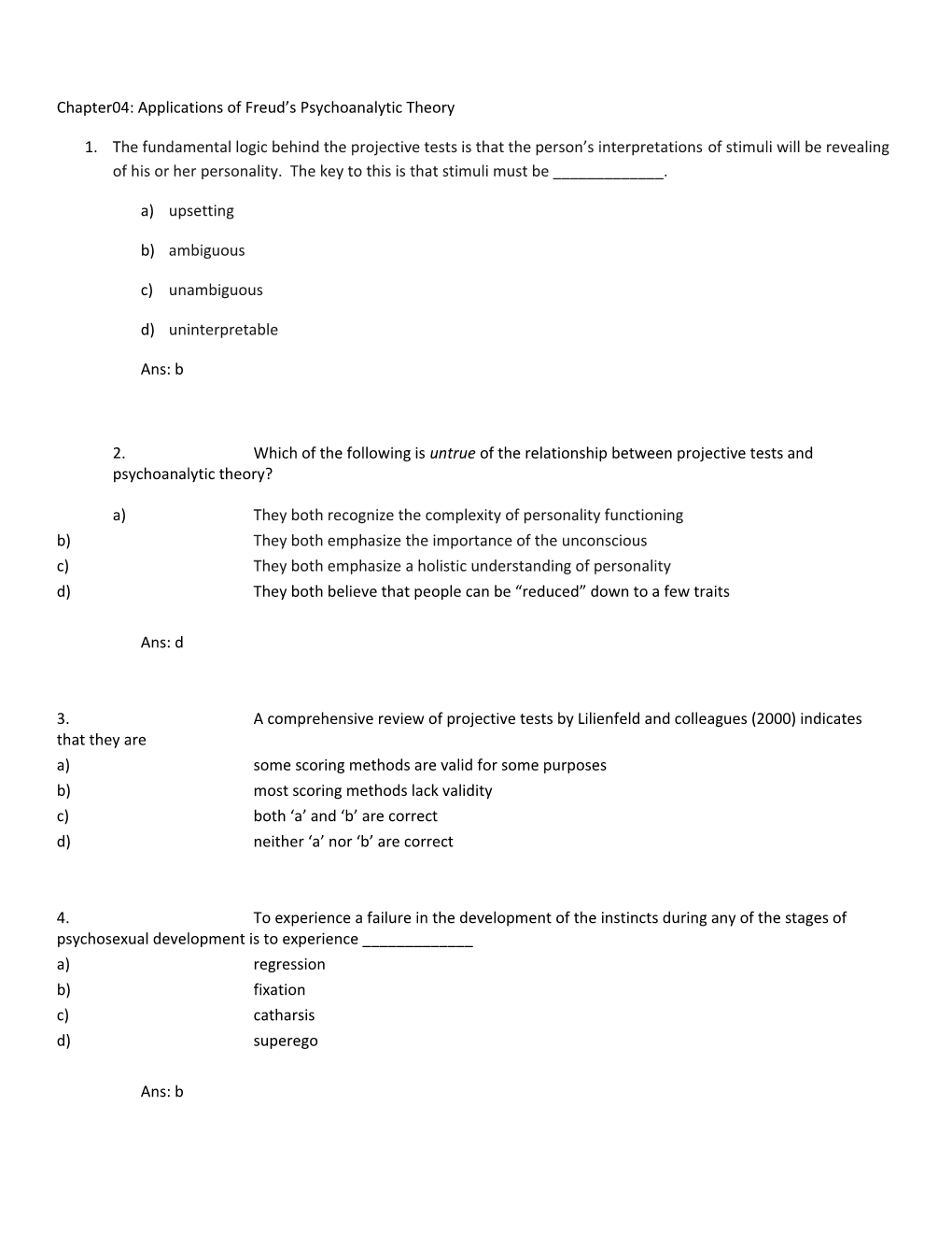 Chapter04: Applications of Freud S Psychoanalytic Theory