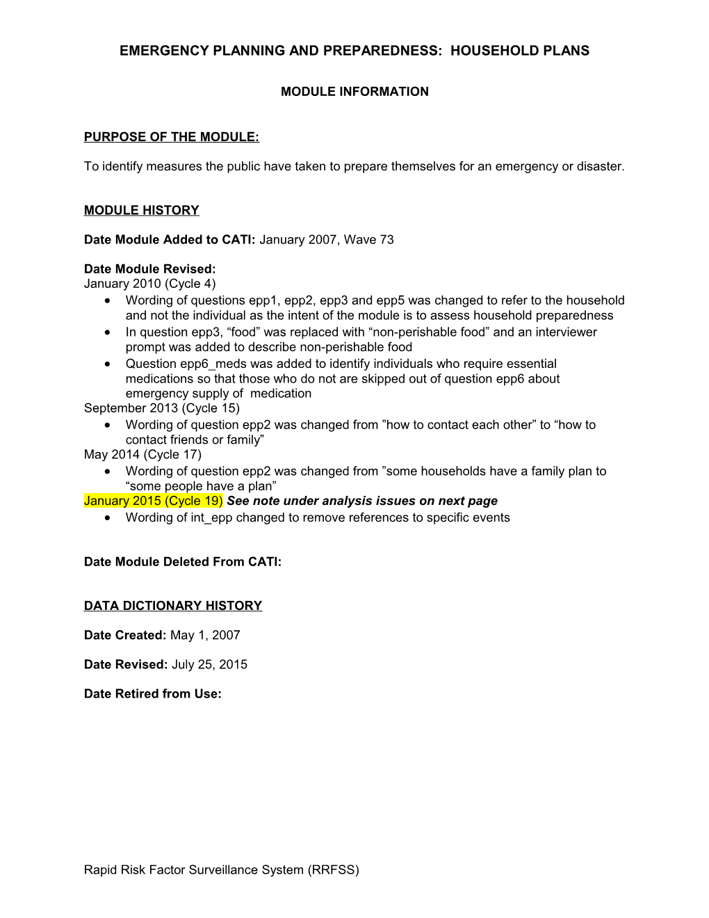 Data Dictionary Template