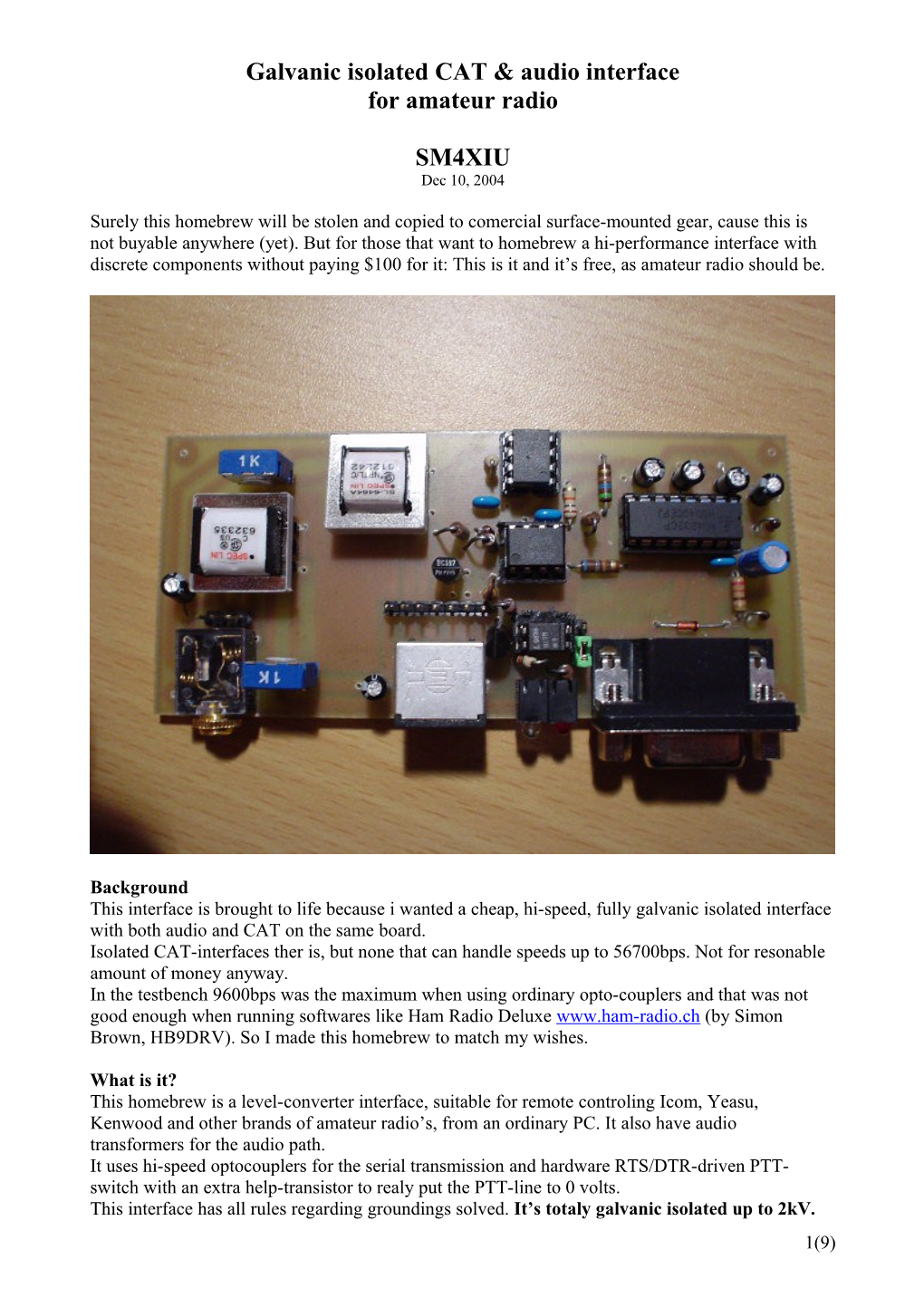 Galvanic Isolated Cataudio Interface