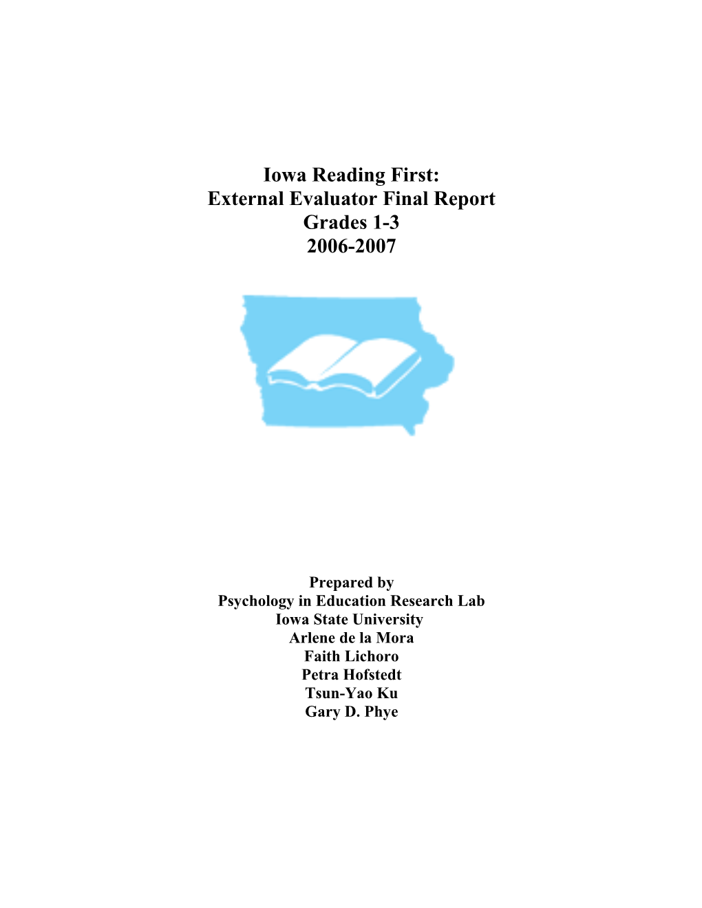 Iowa Reading First Program: External Evaluator Final Report