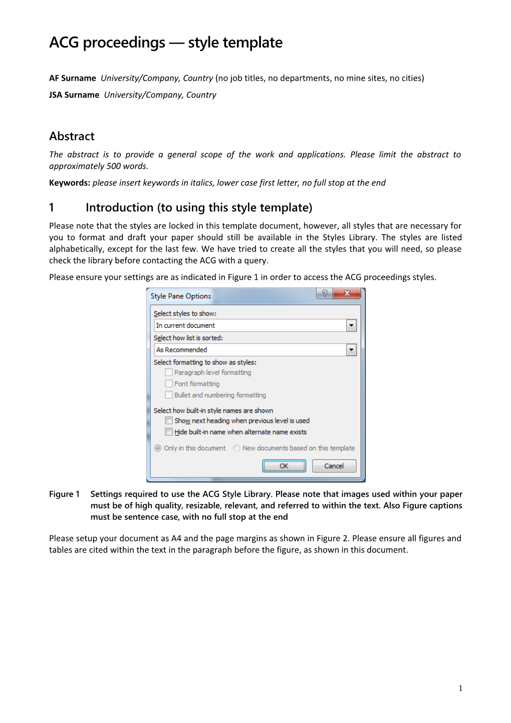 ACG Proceedings Style Template