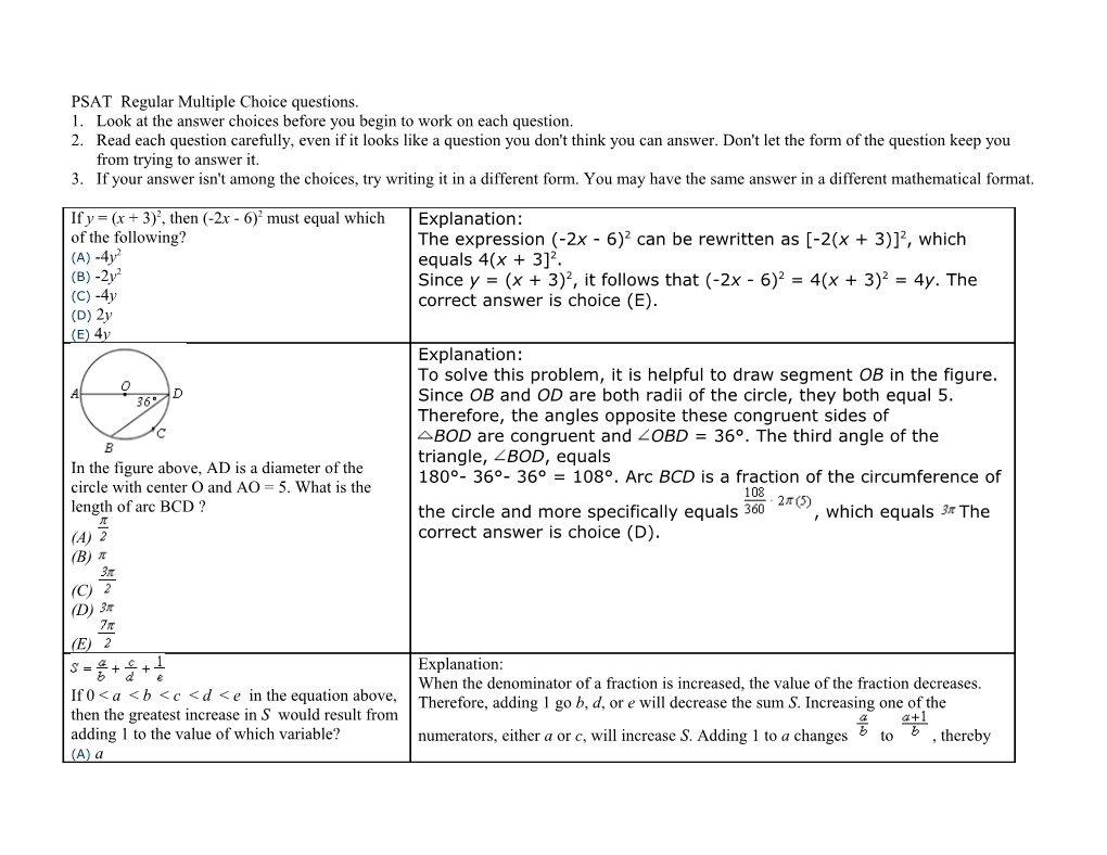 Here Are Some General Hints for Answering Regular Multiple Choice Questions