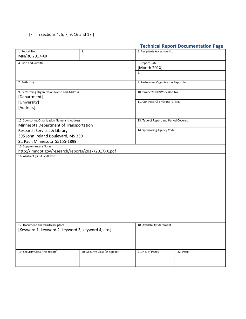 Fill in Sections 4, 5, 7, 9, 16 and 17