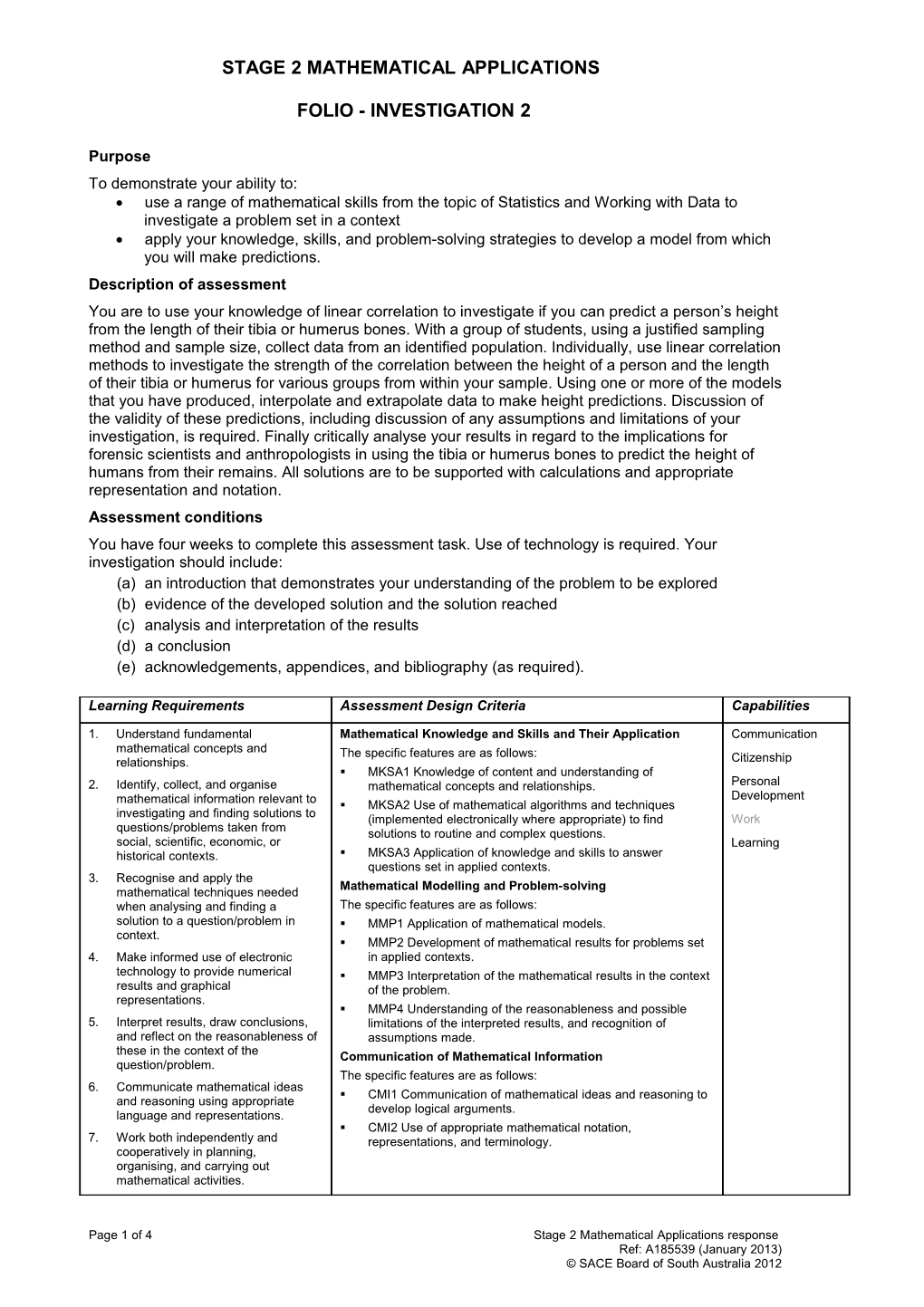 Stage 2 Mathematical Applications