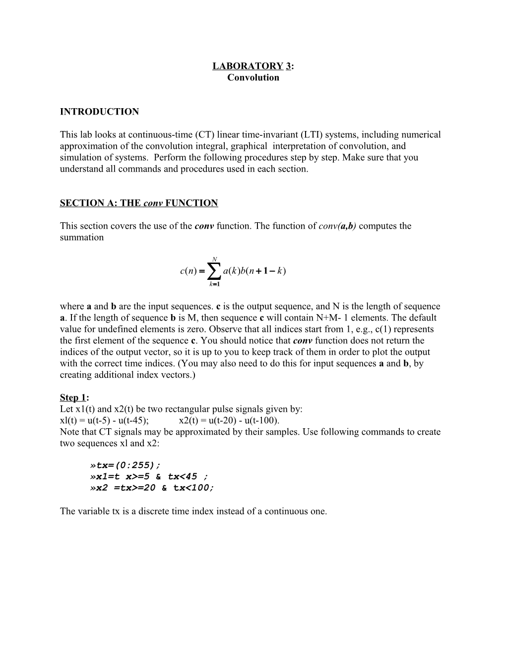 SECTION A: the Conv FUNCTION