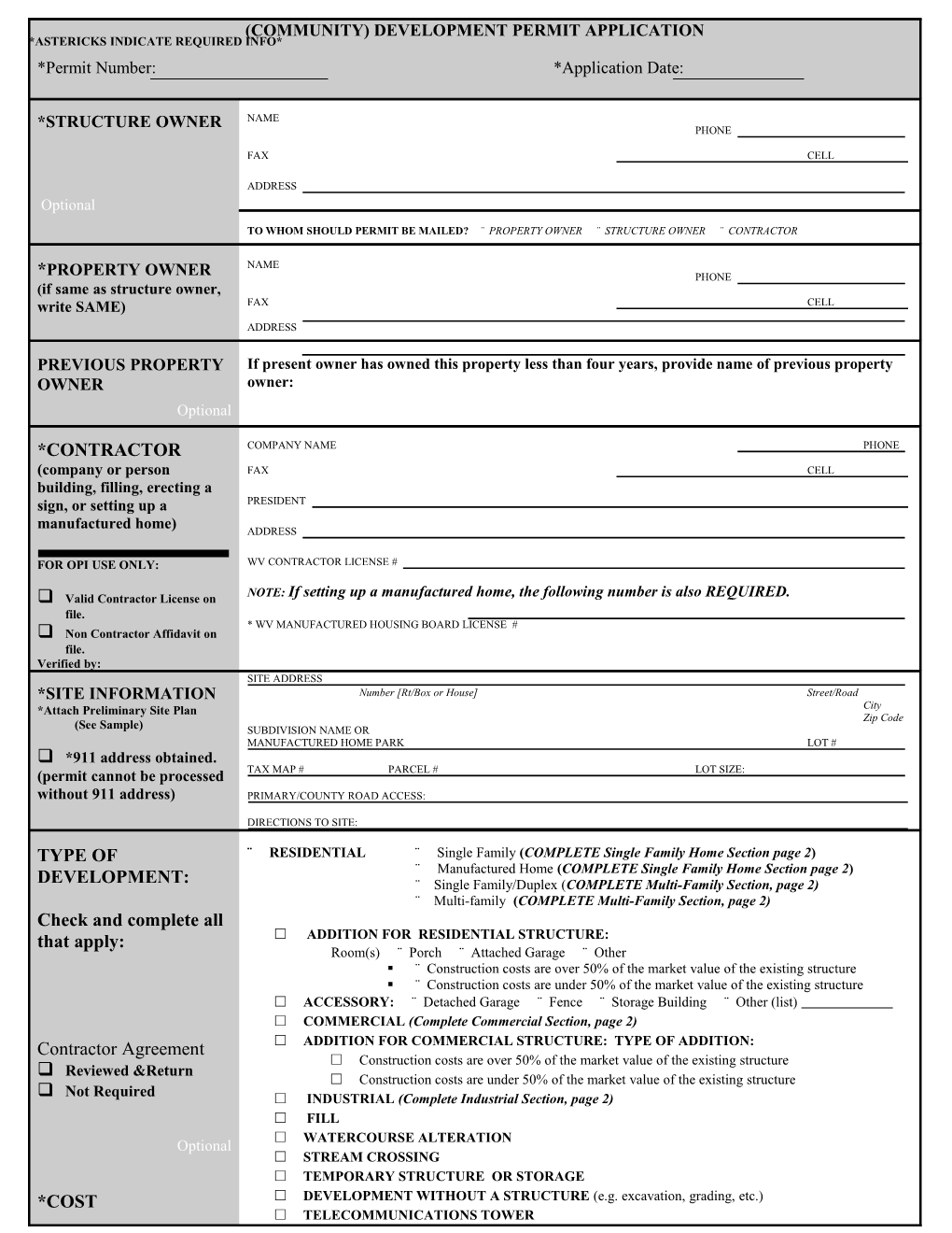 Putnam County Building Permit Application