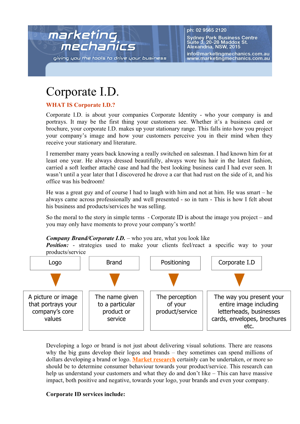 WHAT IS Corporate I.D.?