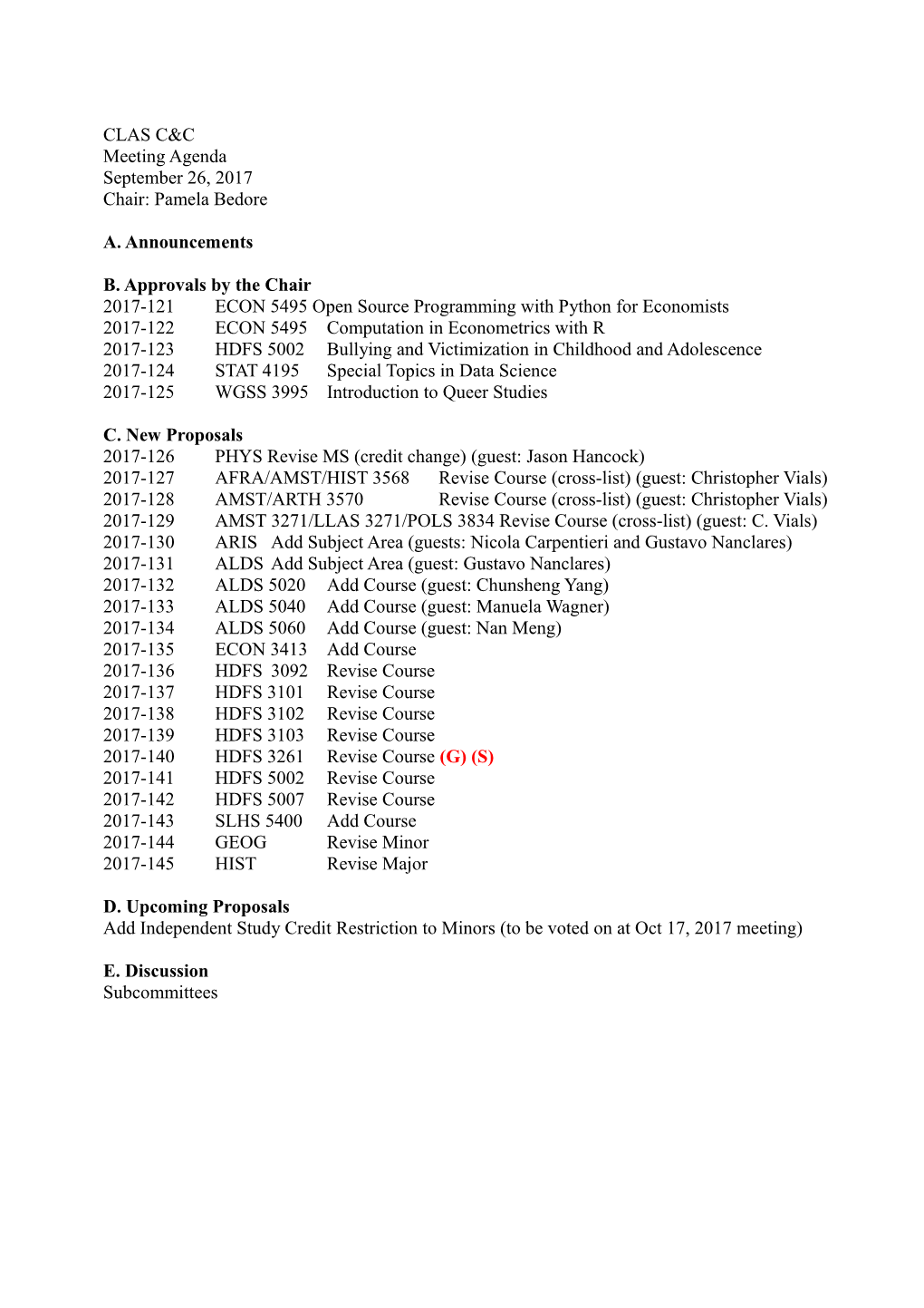 B. Approvals by the Chair