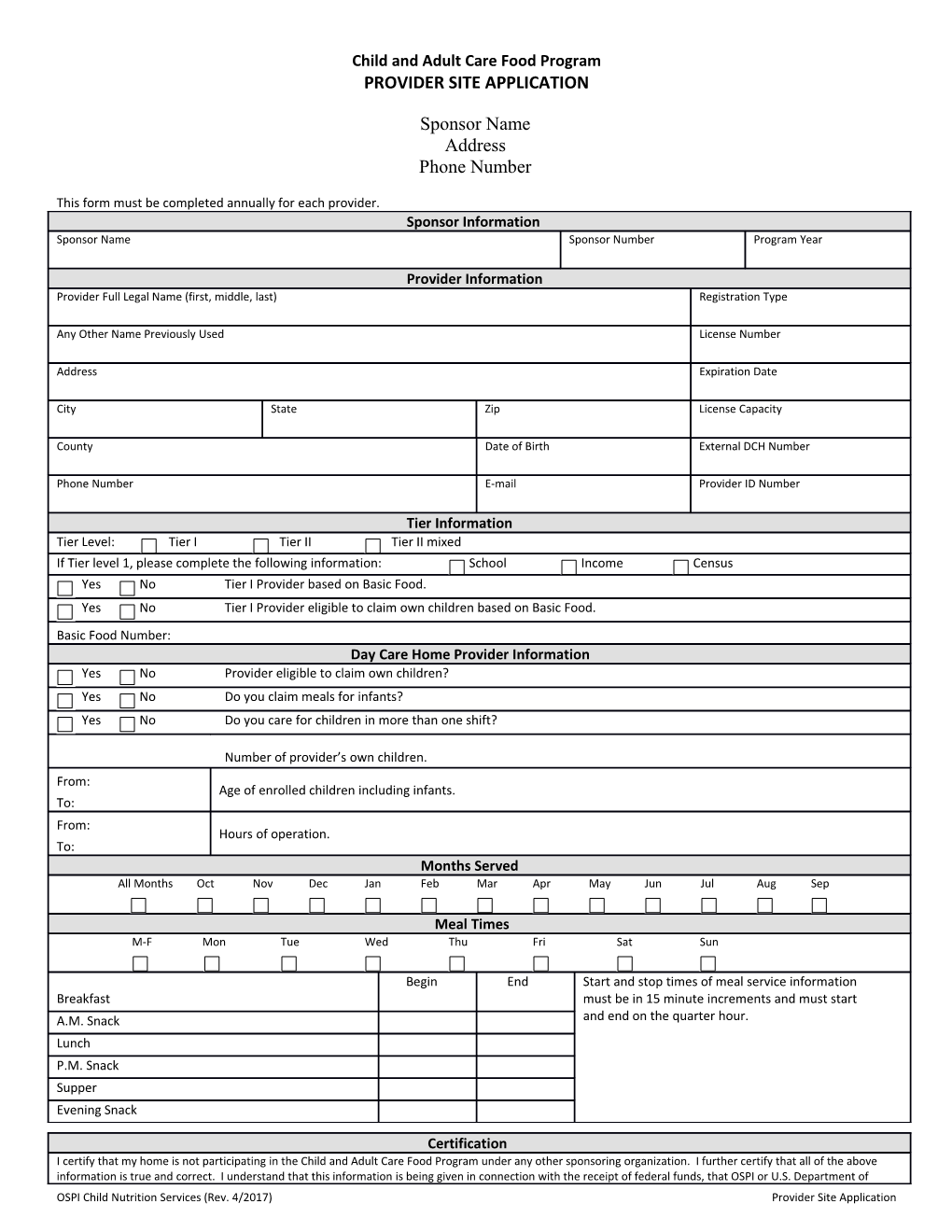 Provider Site Application