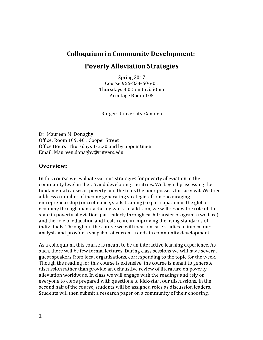 Colloquium in Community Development