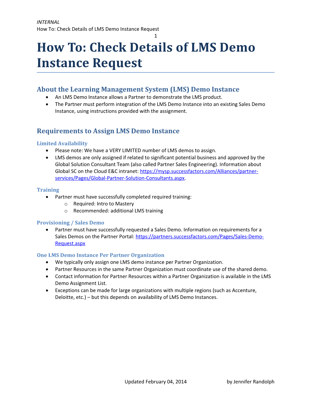 How To: Check Details of LMS Demo Instance Request 1