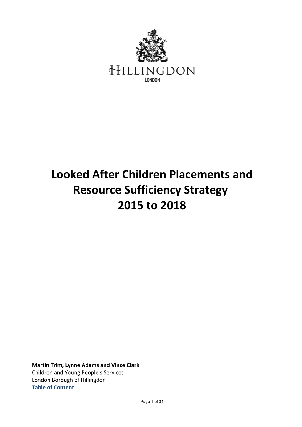 Looked After Children Placements and Resource Sufficiency Strategy